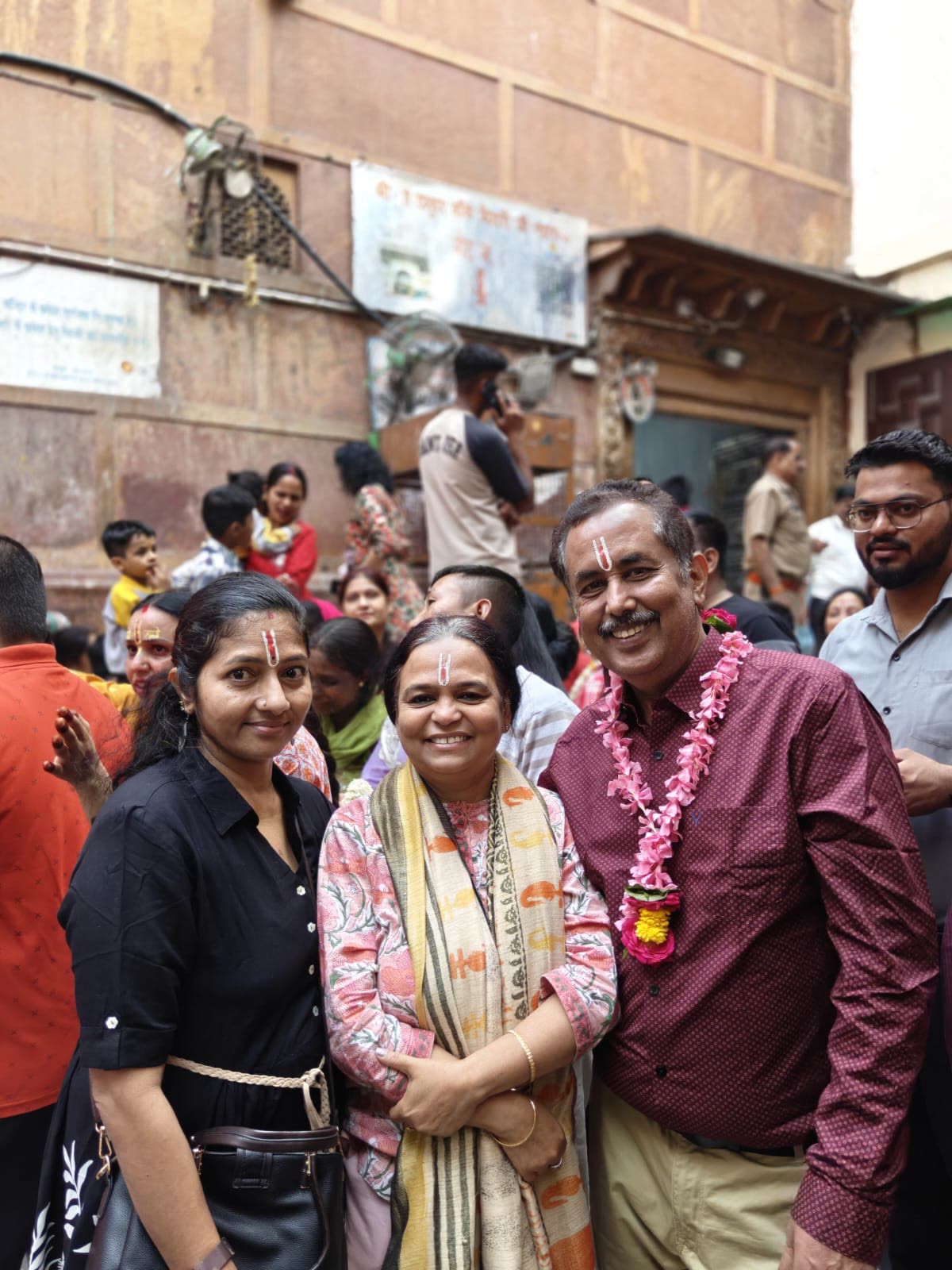 Group blessed at temple
